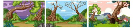 Ilustración de Set of fantasy land background illustration - Imagen libre de derechos