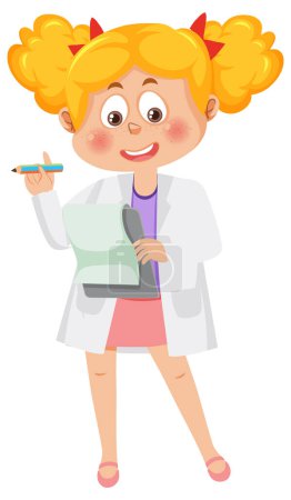 Illustration for Scientist girl wearing lab coat illustration - Royalty Free Image
