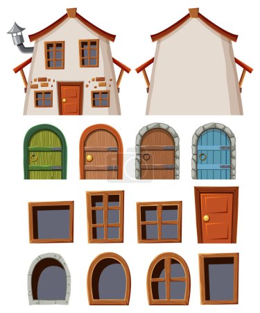 Téléchargez les illustrations : Set of fantasy house illustration - en licence libre de droit