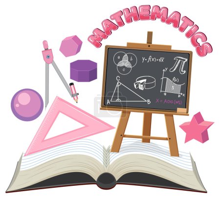 Illustration for Math equation on chalkboard icon illustration - Royalty Free Image