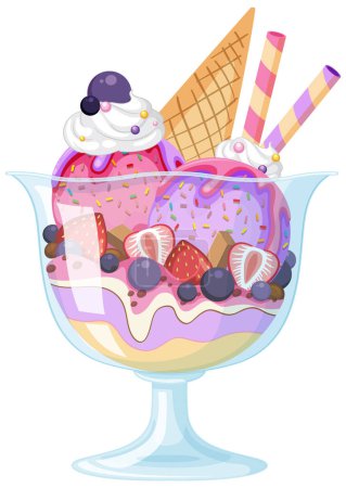 Ilustración de Ice cream sundae served in a glass illustration - Imagen libre de derechos