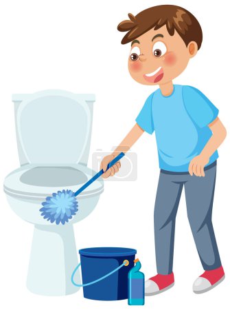 Illustration for Cartoon character of kid cleaning illustration - Royalty Free Image