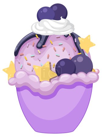 Illustration for Blueberry ice cream served in a bowl illustration - Royalty Free Image