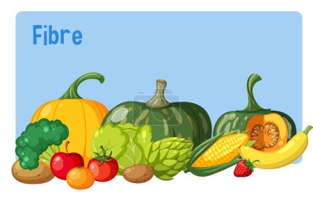 Téléchargez les illustrations : Fruit and vegetable pile background illustration - en licence libre de droit