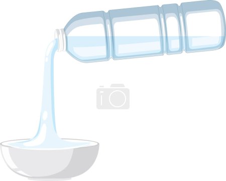 Illustration for Pouring water from plastic bottle to a bowl illustration - Royalty Free Image