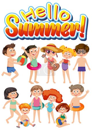 Téléchargez les photos : Summer kids characters set illustration - en image libre de droit