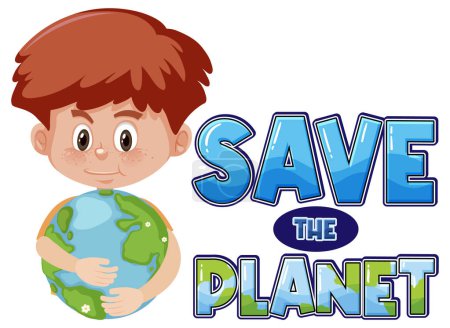 Téléchargez les illustrations : Save the planet text for banner or poster design illustration - en licence libre de droit