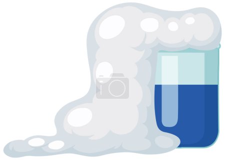 Téléchargez les illustrations : Beaker contain blue liquid with smoke illustration - en licence libre de droit