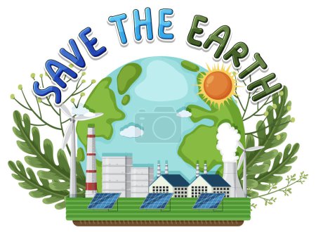 Téléchargez les illustrations : Save the earth banner design illustration - en licence libre de droit