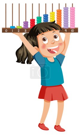 Téléchargez les illustrations : Math girl with abacus cartoon character illustration - en licence libre de droit
