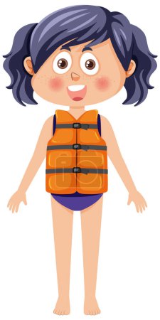 Illustration for Little girl wearing life jacket illustration - Royalty Free Image