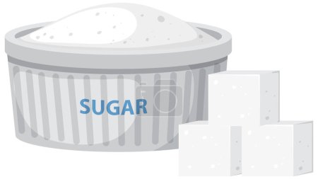Ilustración de Bowl of sugar with sugar cubes illustration - Imagen libre de derechos