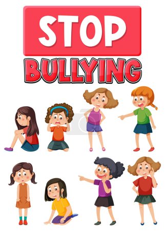 Illustration for Set of kid cartoon character bullying illustration - Royalty Free Image
