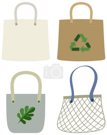 Ilustración de Bolsas de plástico para reutilizar o reciclar ilustración del conjunto - Imagen libre de derechos