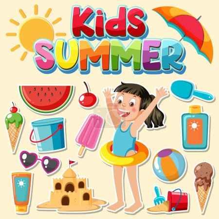 Illustration for Set of summer beach objects illustration - Royalty Free Image