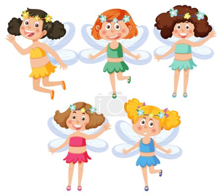 Illustration for A set of cute fairy girls illustration - Royalty Free Image