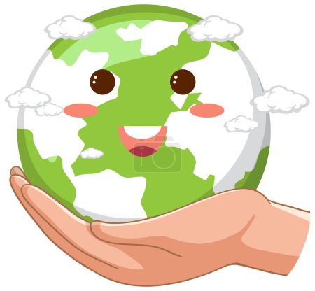 Illustration for World earth day concept with cute earth globe illustration - Royalty Free Image