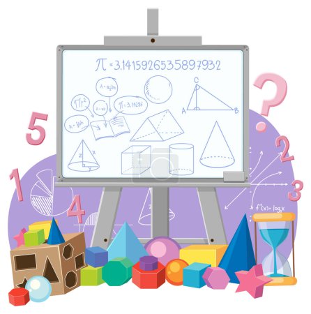 Illustration for Whiteboard with math formula illustration - Royalty Free Image