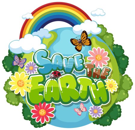 Ilustración de Save the earth banner design illustration - Imagen libre de derechos