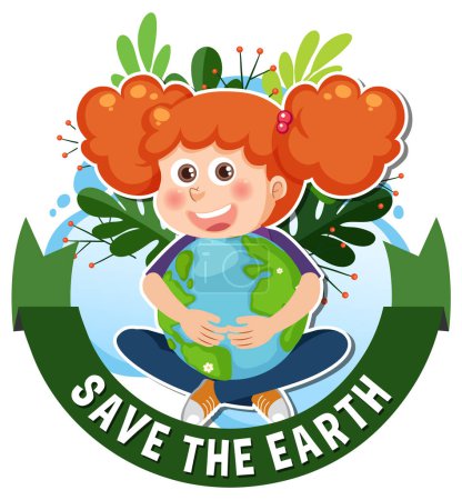 Ilustración de Save the earth text for banner or poster design illustration - Imagen libre de derechos