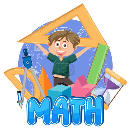 Ilustración de Matemáticas niño aislado banner ilustración - Imagen libre de derechos