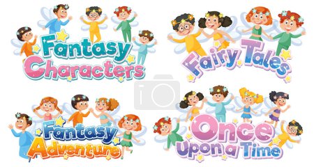 Ilustración de Conjunto de ilustración de personajes de fantasía - Imagen libre de derechos