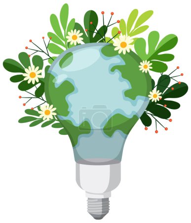 Ilustración de Light bulb with a world globe illustration - Imagen libre de derechos