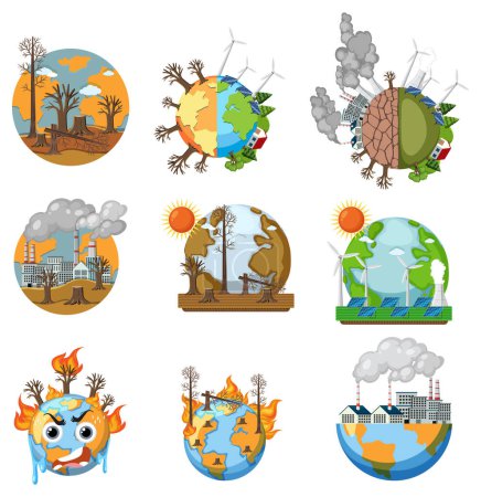 Ilustración de Save the earth logo and banner set illustration - Imagen libre de derechos