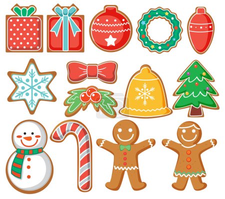 Téléchargez les illustrations : Noël biscuits au pain d'épice collection illustration - en licence libre de droit