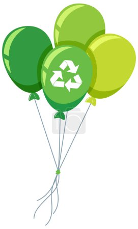 Illustration for Recycle symbol on green balloon illustration - Royalty Free Image