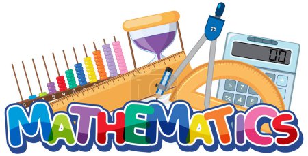 Téléchargez les illustrations : Math time text banner with math element illustration - en licence libre de droit