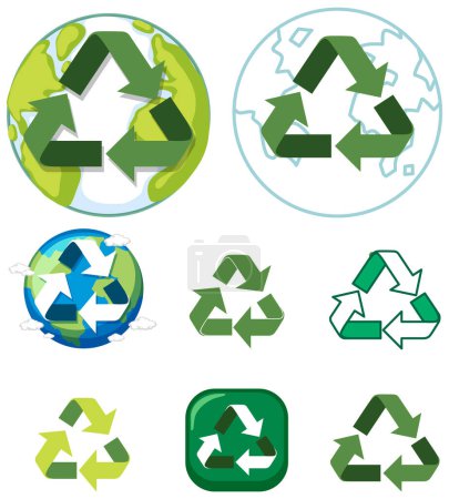 Illustration for Set of recycle icons isolated illustration - Royalty Free Image