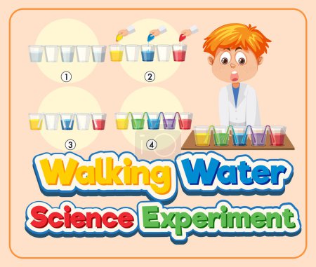 Illustration for Walking water science experiment illustration - Royalty Free Image