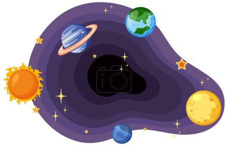 Ilustración de Solar system in the space background template illustration - Imagen libre de derechos