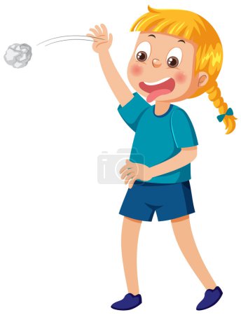 Ilustración de A girl throwing paper vector illustration - Imagen libre de derechos