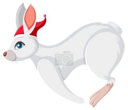 Illustration for White rabbit jumping isolated illustration - Royalty Free Image