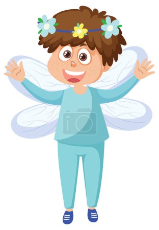 Illustration for Cute fairy boy cartoon character illustration - Royalty Free Image