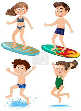 Ilustración de Summer kids characters set illustration - Imagen libre de derechos