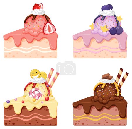 Illustration for Colorful delicious desserts set illustration - Royalty Free Image