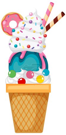 Illustration for Ice cream cone with toppings illustration - Royalty Free Image