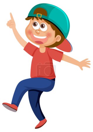 Téléchargez les illustrations : Un garçon pointant du doigt illustration de personnage de dessin animé - en licence libre de droit