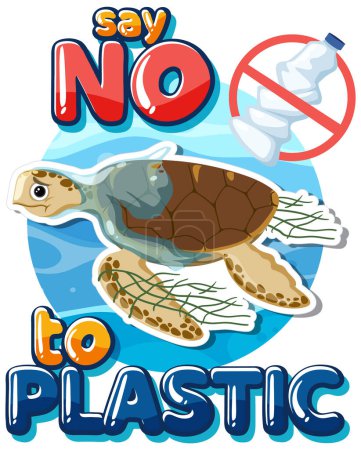 Téléchargez les illustrations : Ne dites aucune illustration de conception de bannière de logo en plastique - en licence libre de droit