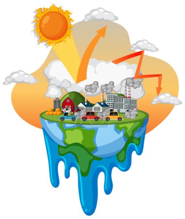 Ilustración de Efecto invernadero e ilustración del calentamiento global - Imagen libre de derechos