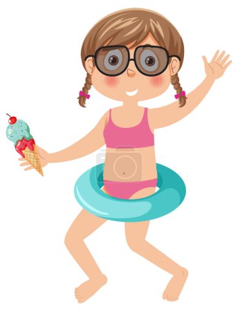 Illustration for Happy girl in summer theme illustration - Royalty Free Image