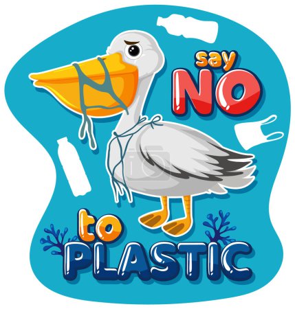 Téléchargez les illustrations : Say no plastic logo banner design illustration - en licence libre de droit