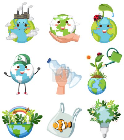 Illustration for Save the earth elements set illustration - Royalty Free Image