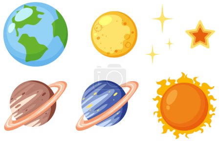 Téléchargez les illustrations : Set of planets isolated illustration - en licence libre de droit