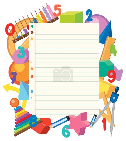 Illustration for Blank paper note math theme illustration - Royalty Free Image