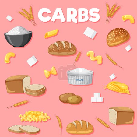 Ilustración de Variedad de carbohidratos alimentos ilustración - Imagen libre de derechos