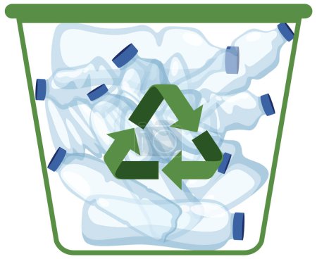 Ilustración de Plastic bottle in recycle bin illustration - Imagen libre de derechos
